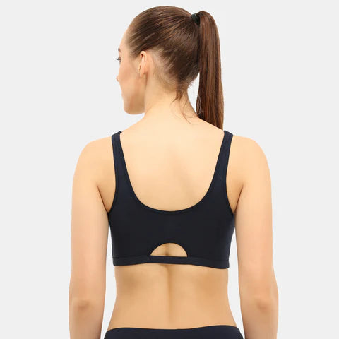 Navy blue sports bra Envie non padded non wired full coverage comfortable gym workout bra for daily activewear
