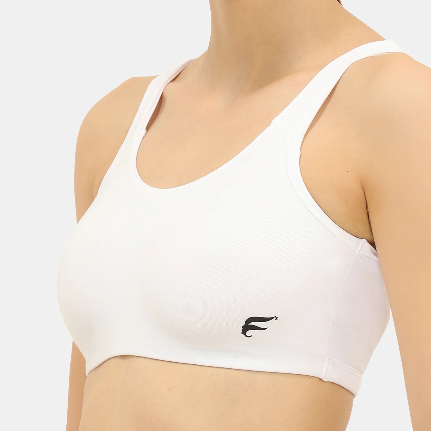 Non padded non wired sports bra Envie NVB1054 white soft support gym yoga running bra for women