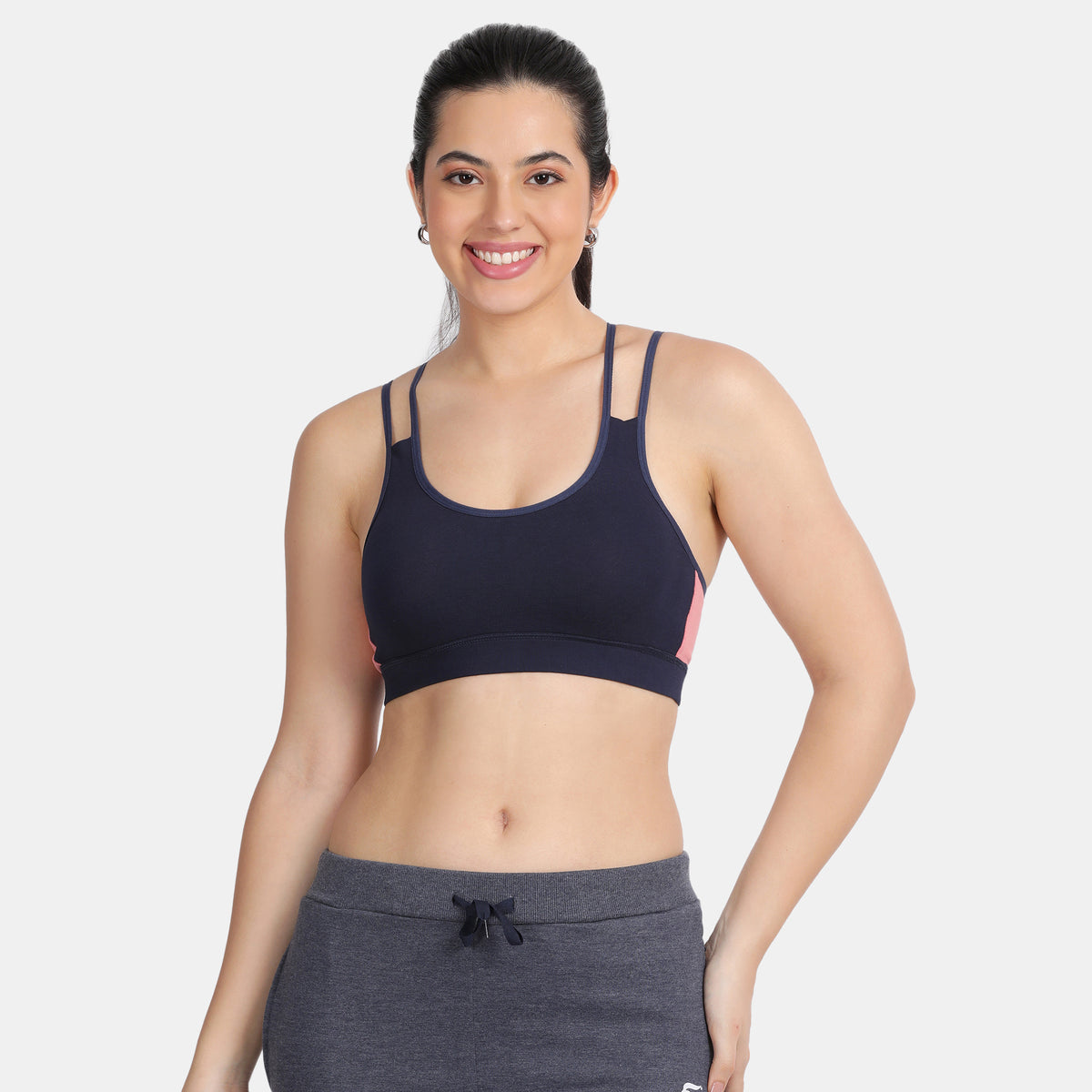 Envie Padded Non-Wired Full Coverage Sports Bra - NVB1068 (Navy Black)