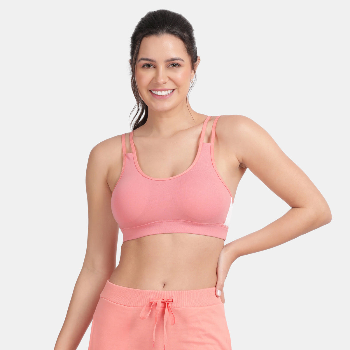 Envie Padded Non-Wired Full Coverage Sports Bra - NVB1068 (Woodrose White)