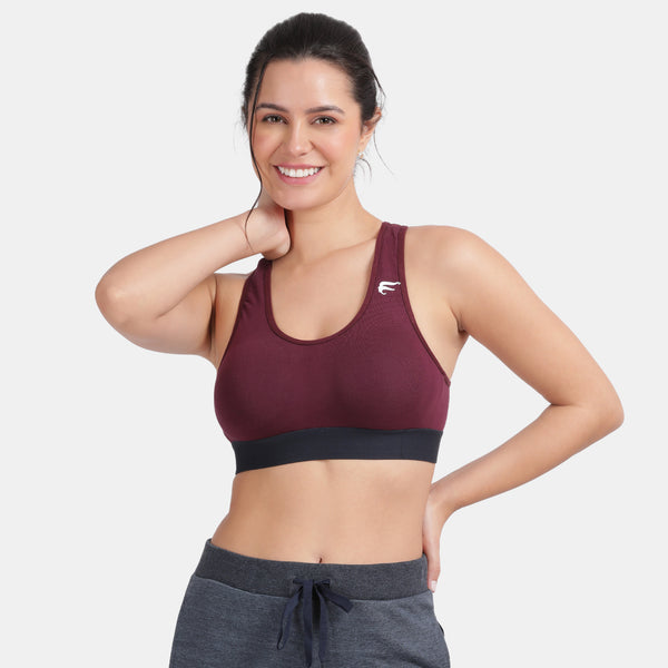 Envie Padded Non-Wired Full Coverage Sports Bra - NVB1070 (Plum Plum)