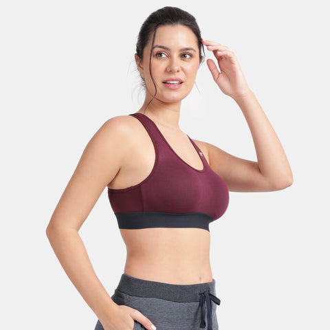 Envie Padded Non-Wired Full Coverage Sports Bra - NVB1070 (Plum Plum)
