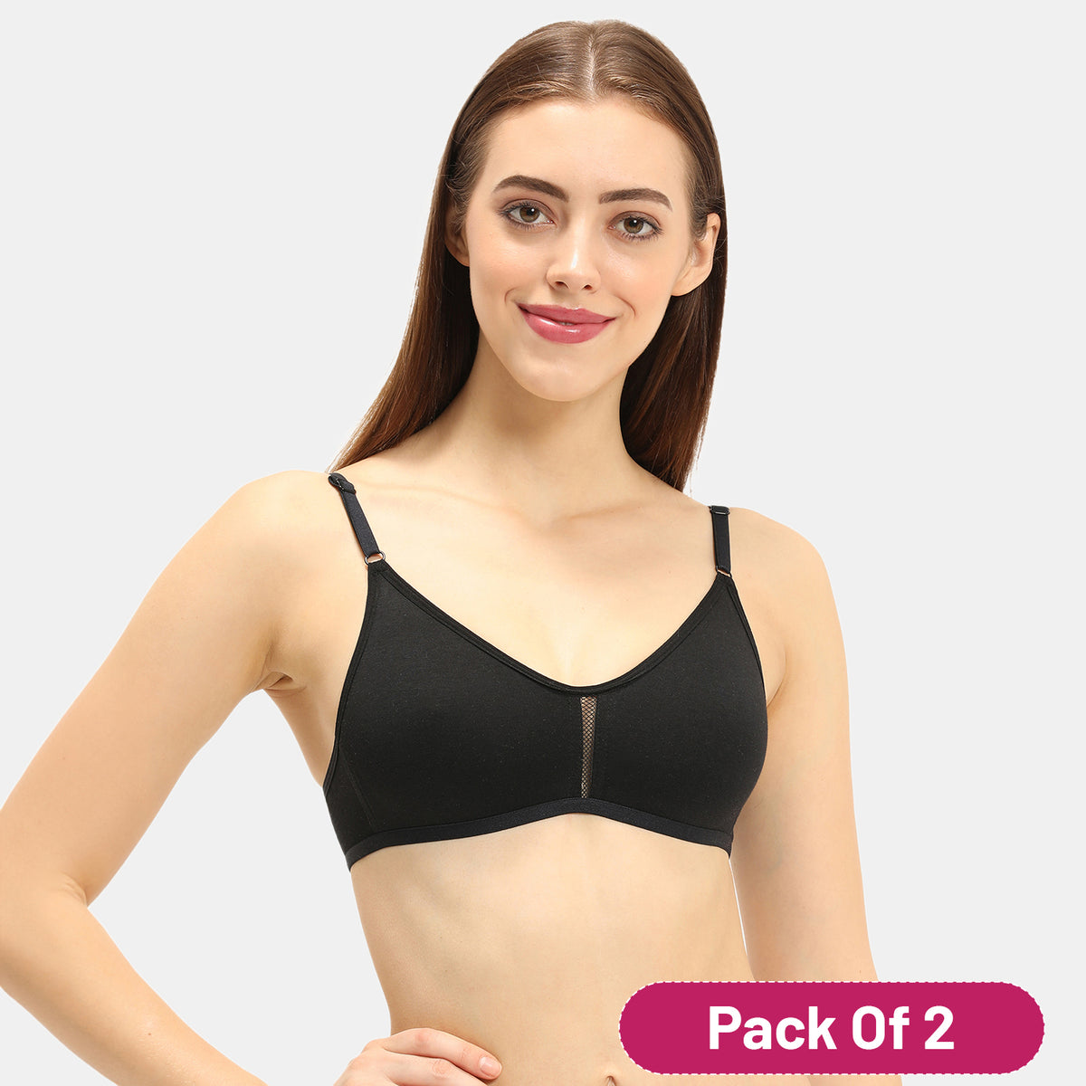 Envie Value+ Non-Padded Non-Wired 3/4th Coverage T-Shirt Bra - NVB1082 (Black)