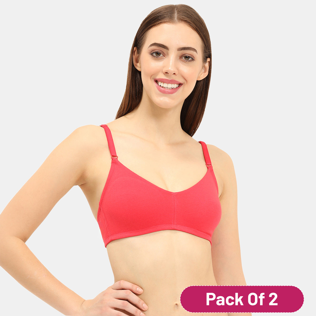 Envie Value+ Non-Padded Non-Wired Full Coverage T-Shirt Bra - NVB1084 (Red)
