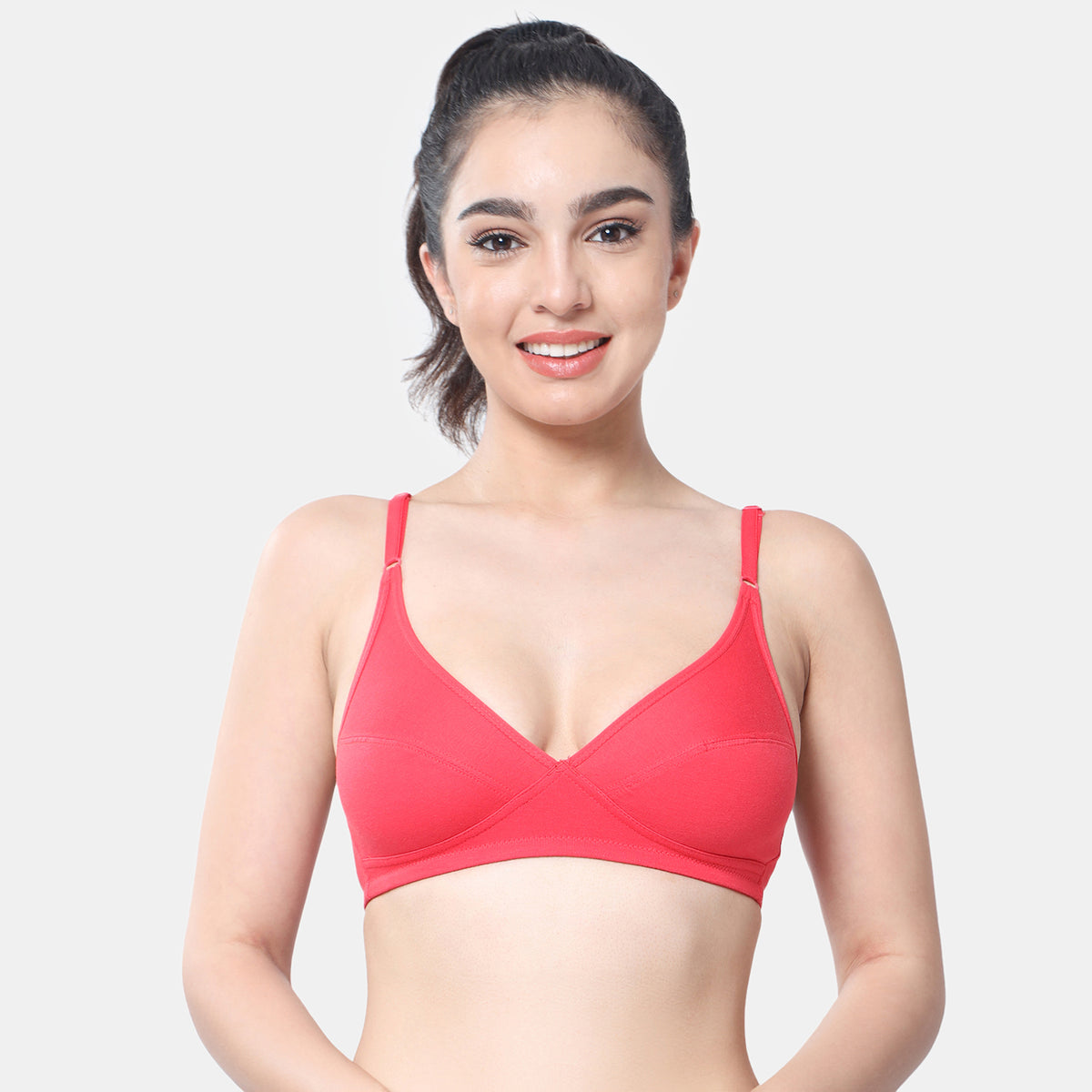 Envie Non-Padded Non-Wired Full Coverage Minimiser Bra - NVB1086 (Red)