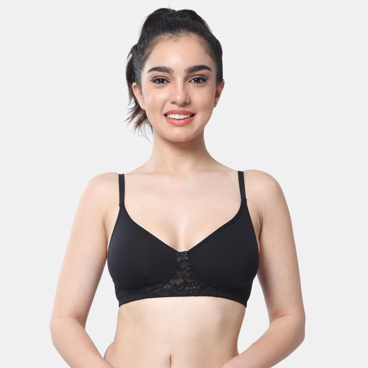 Envie Non-Padded Non-Wired 3/4th Coverage T-Shirt Bra - NVB1087 (Black)