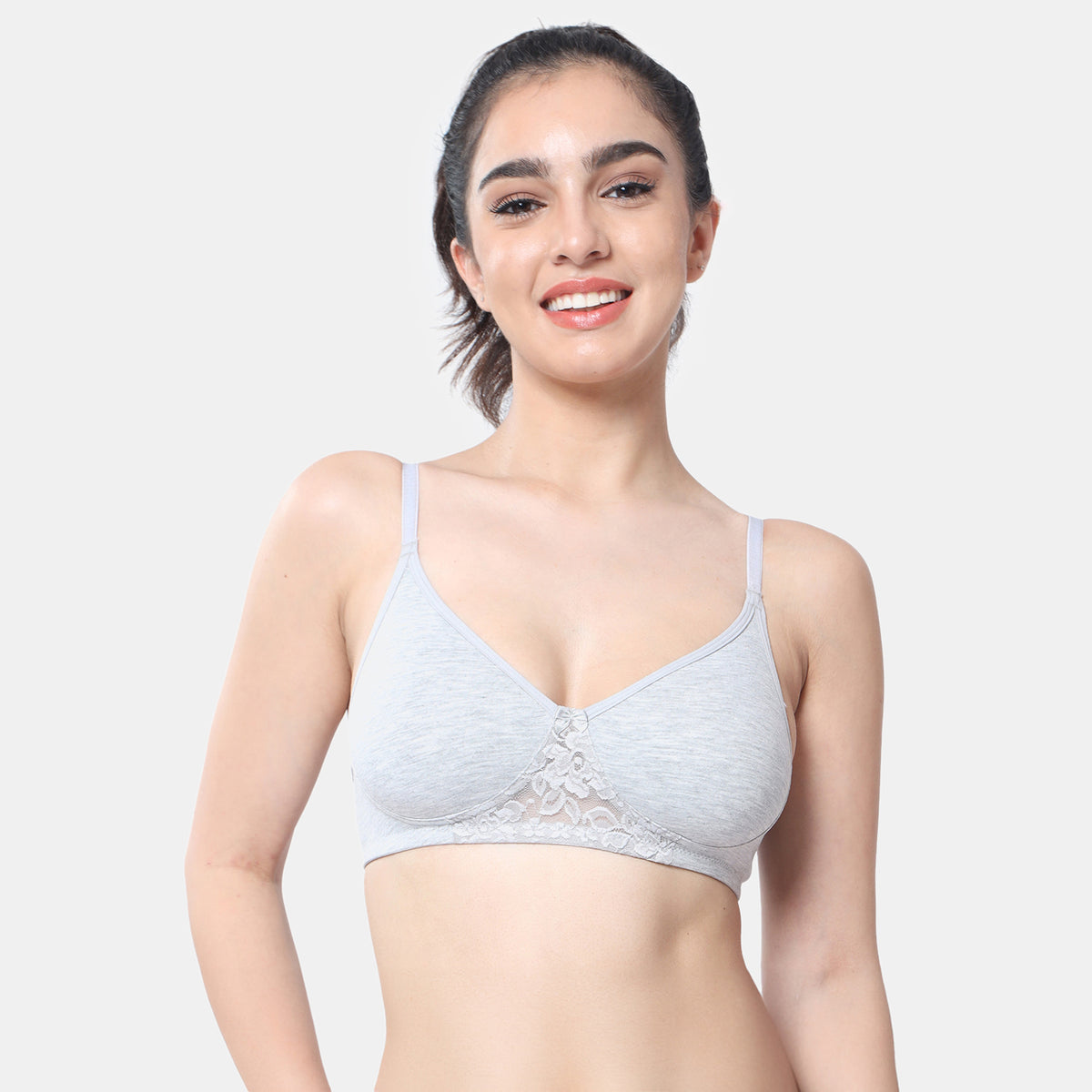 Envie Non-Padded Non-Wired 3/4th Coverage T-Shirt Bra - NVB1087 (Grey Melange)