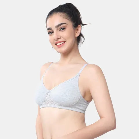Grey melange T-shirt bra Envie non padded non wired 3/4th coverage comfortable everyday bra