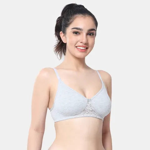 Grey melange T-shirt bra Envie non padded non wired 3/4th coverage comfortable everyday bra