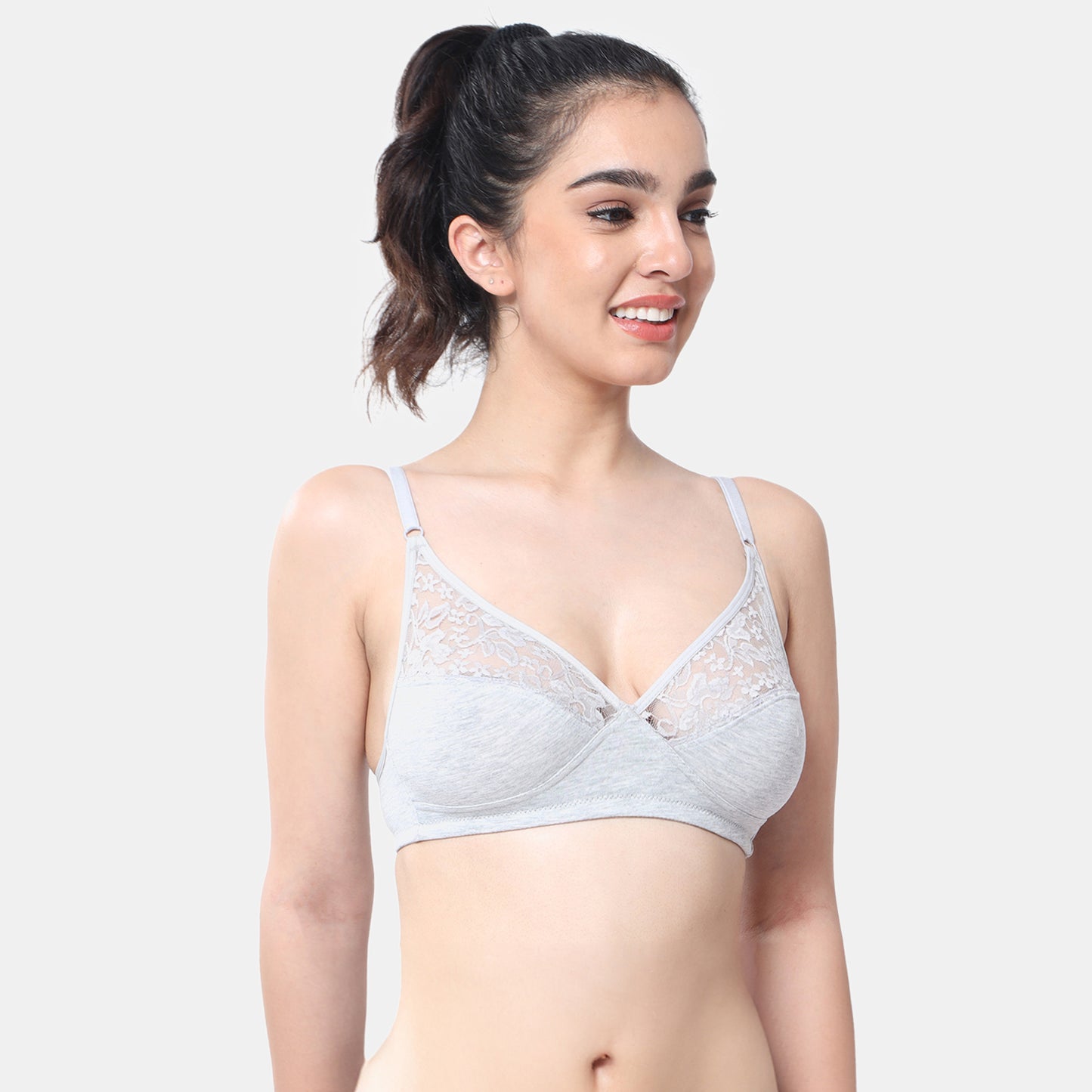 Envie Non-Padded Non-Wired 3/4th Coverage Minimiser Lace Bra - NVB1091