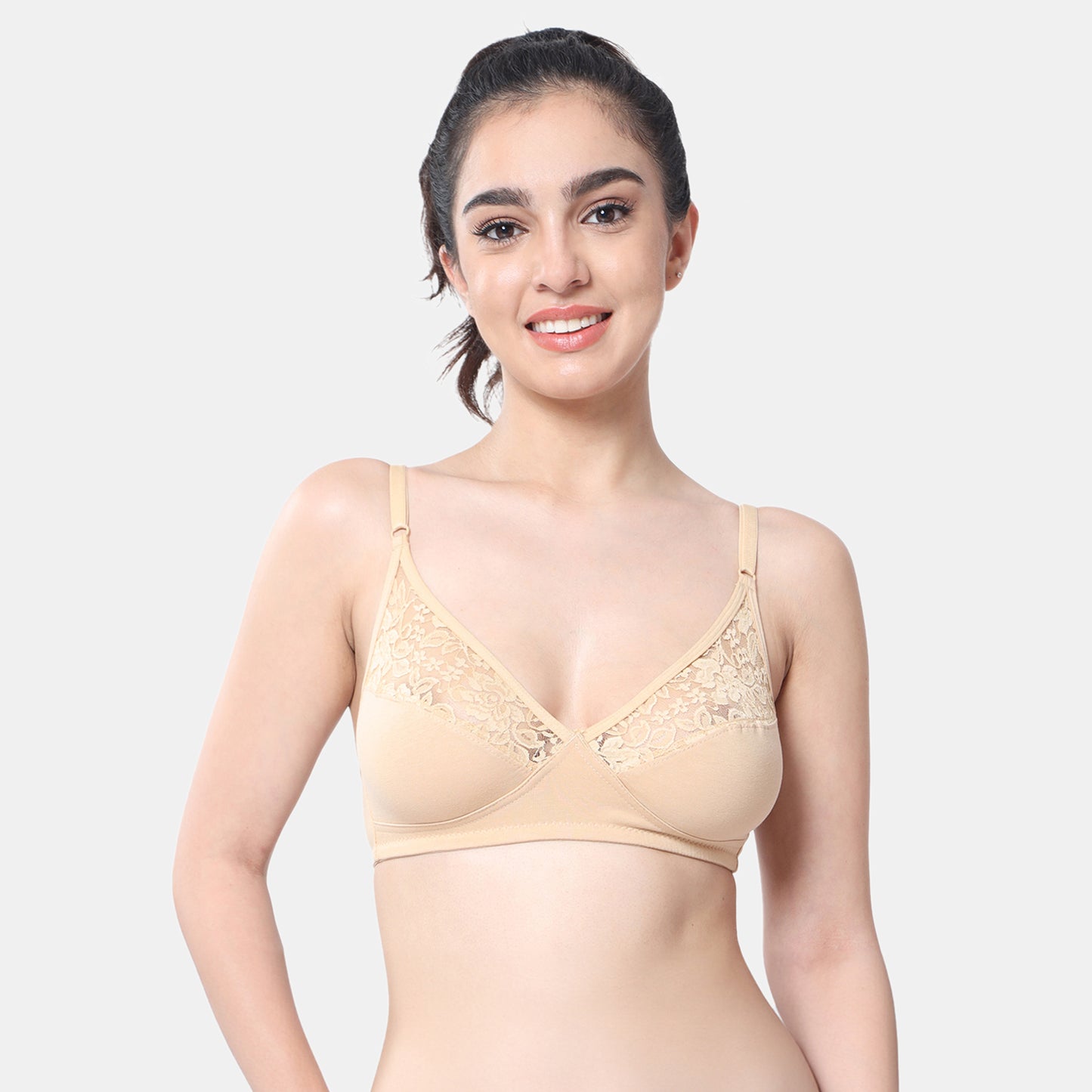 Envie Non-Padded Non-Wired 3/4th Coverage Minimiser Lace Bra - NVB1091