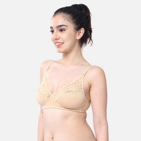 Envie Non-Padded Non-Wired 3/4th Coverage Minimiser Lace Bra - NVB1091 (Nude)