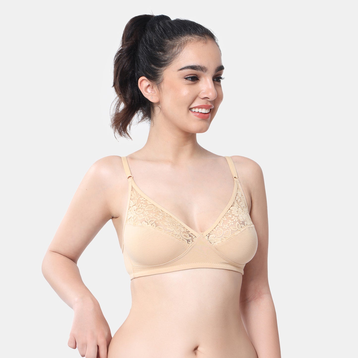 Envie Non-Padded Non-Wired 3/4th Coverage Minimiser Lace Bra - NVB1091