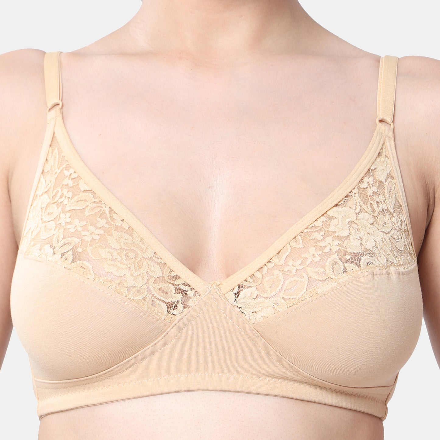 Envie Non-Padded Non-Wired 3/4th Coverage Minimiser Lace Bra - NVB1091