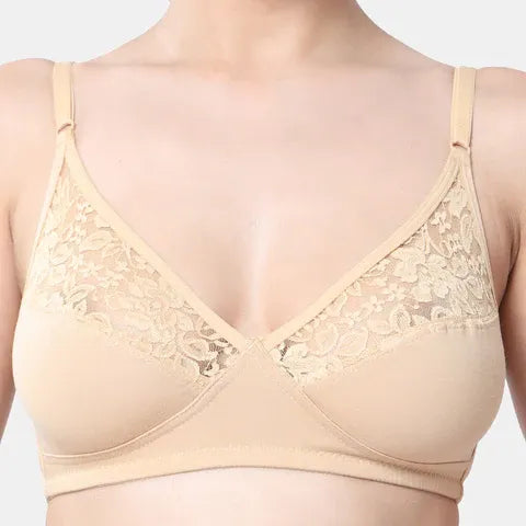Seamless nude lace minimiser bra Envie 3/4th coverage non wired lightweight invisible elegant bra for women