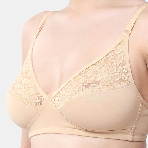 Envie Non-Padded Non-Wired 3/4th Coverage Minimiser Lace Bra - NVB1091 (Nude)