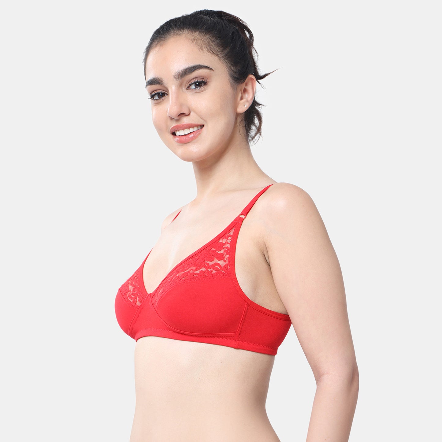 Envie Non-Padded Non-Wired 3/4th Coverage Minimiser Lace Bra - NVB1091