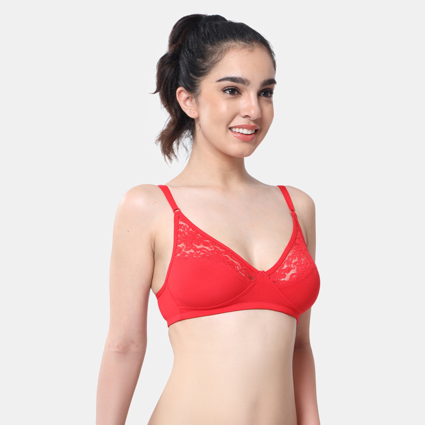 Envie Non-Padded Non-Wired 3/4th Coverage Minimiser Lace Bra - NVB1091