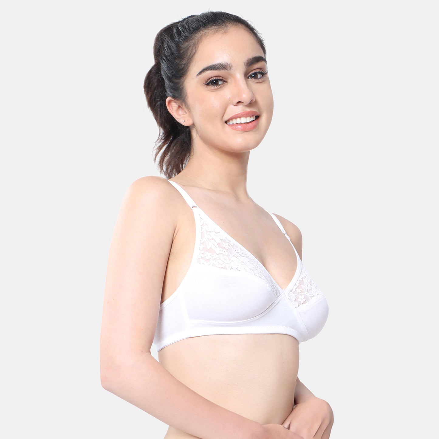 Envie Non-Padded Non-Wired 3/4th Coverage Minimiser Lace Bra - NVB1091