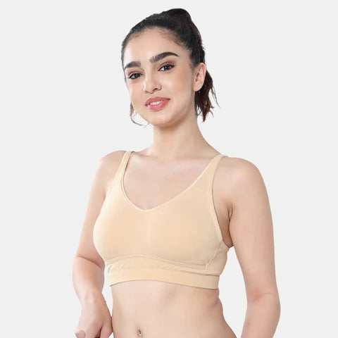 Non padded non wired minimiser bra Envie NVB1104 black breathable fabric everyday comfort bra for women