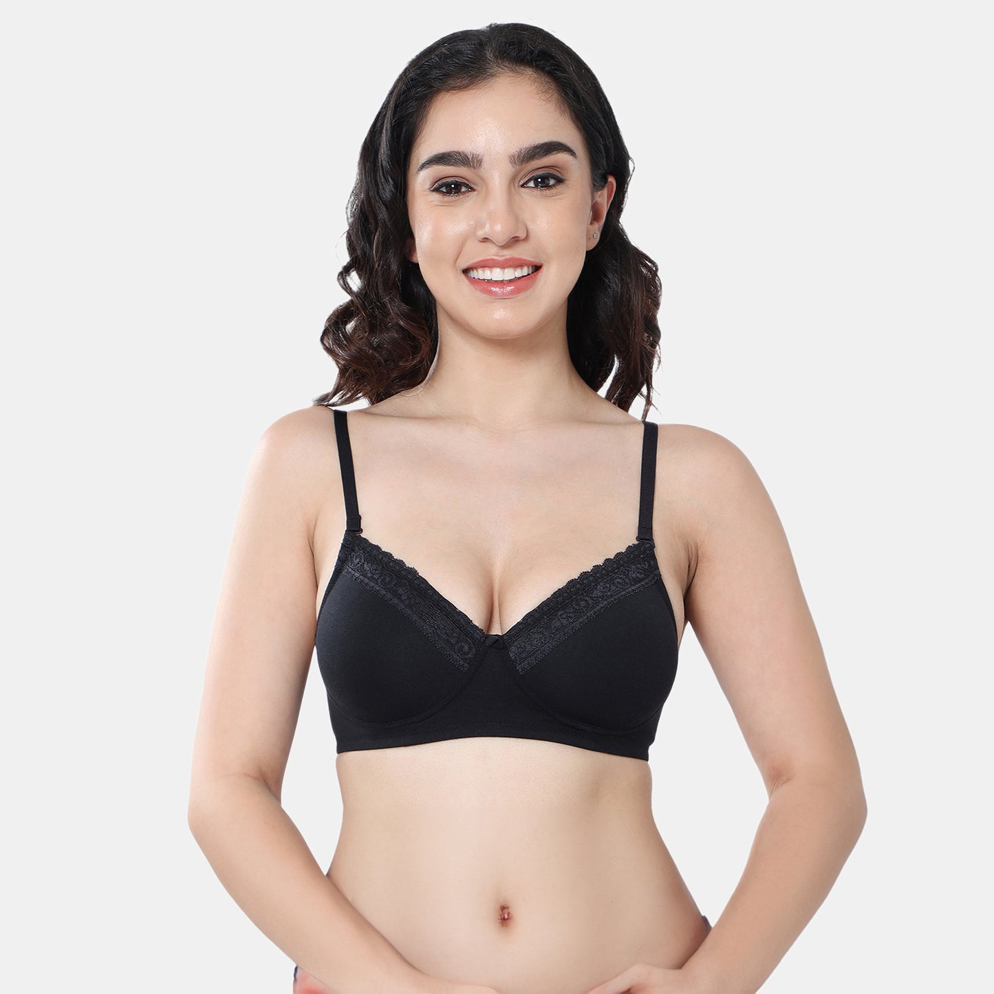 Envie Padded Non-Wired 3/4th Coverage T-Shirt Lace Bra - NVB1111