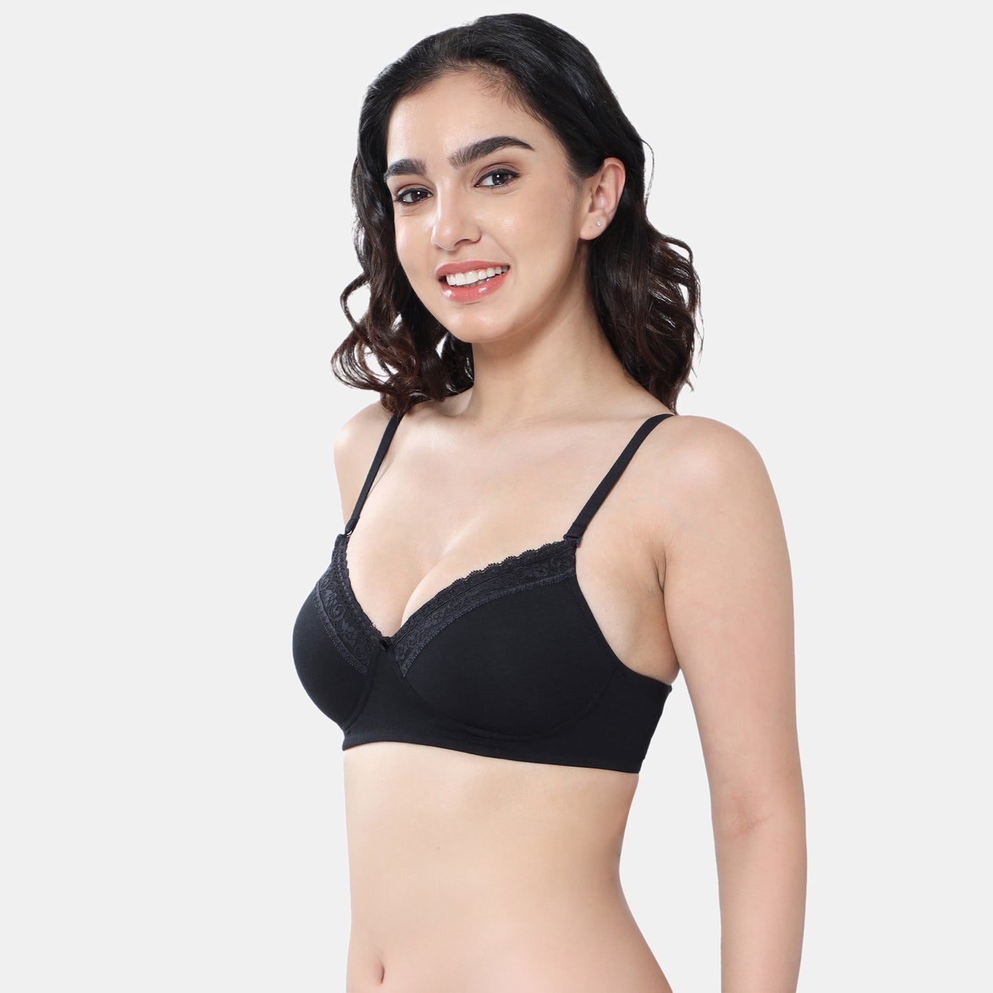 Envie Value+ Padded Non-Wired 3/4th Coverage T-Shirt Lace Bra - NVB1111