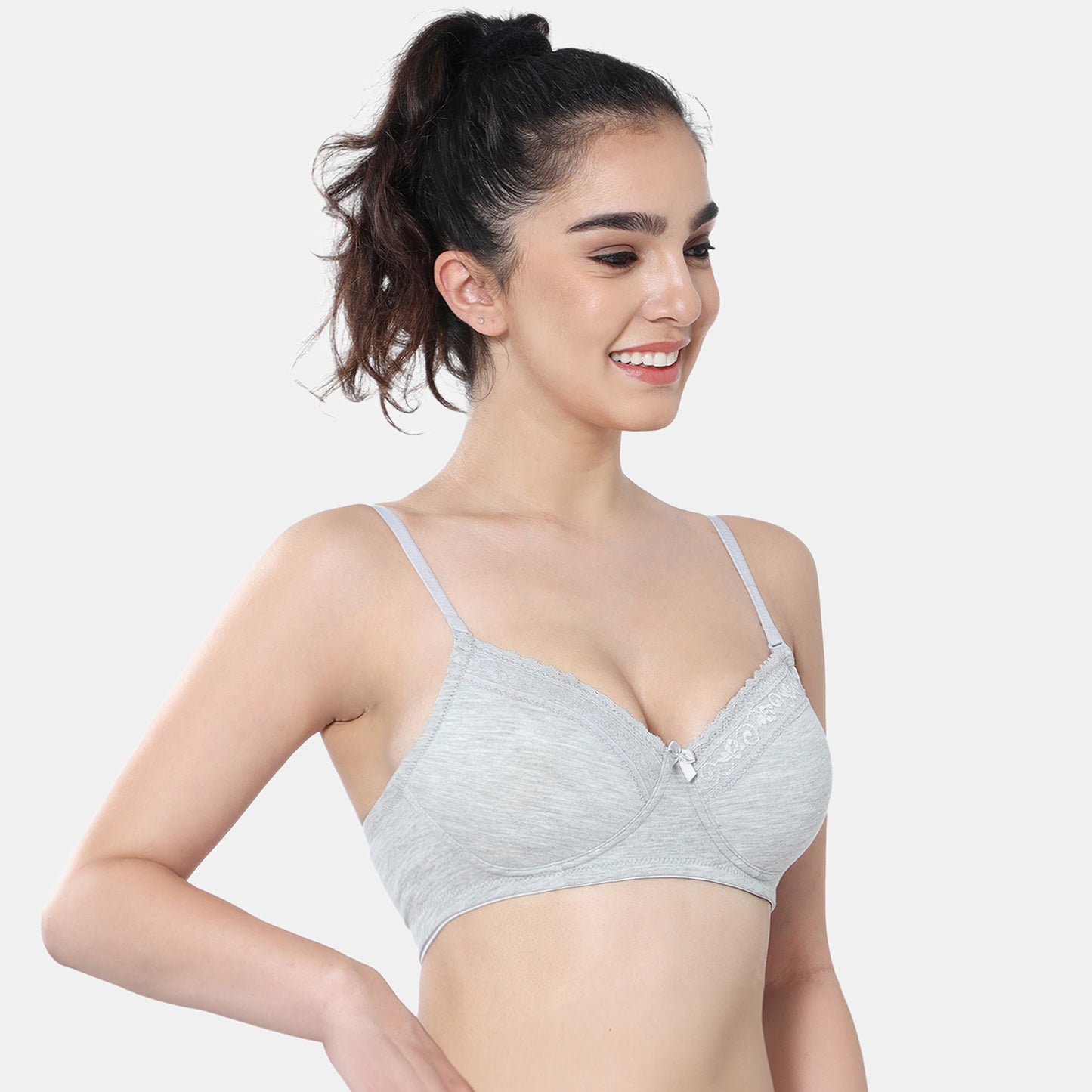 Envie Value+ Padded Non-Wired 3/4th Coverage T-Shirt Lace Bra - NVB1111