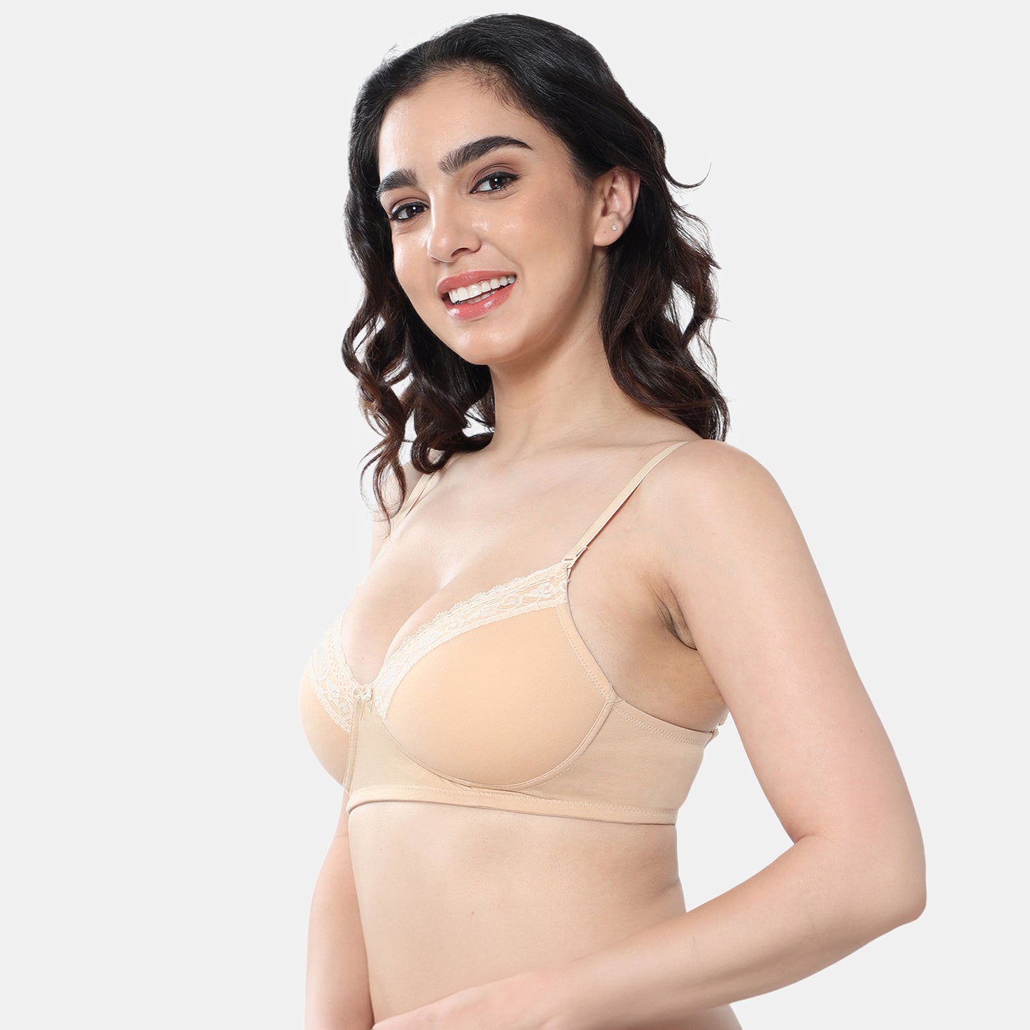 Envie Padded Non-Wired 3/4th Coverage T-Shirt Lace Bra - NVB1111