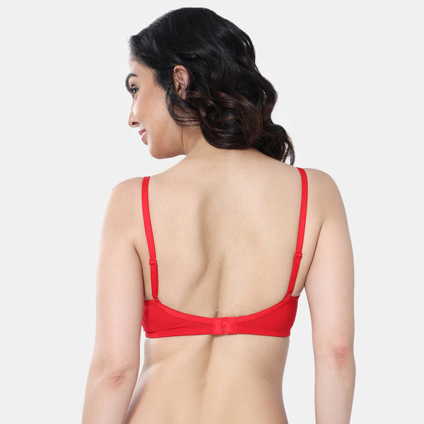 Envie Padded Non-Wired 3/4th Coverage T-Shirt Lace Bra - NVB1111 (Red)