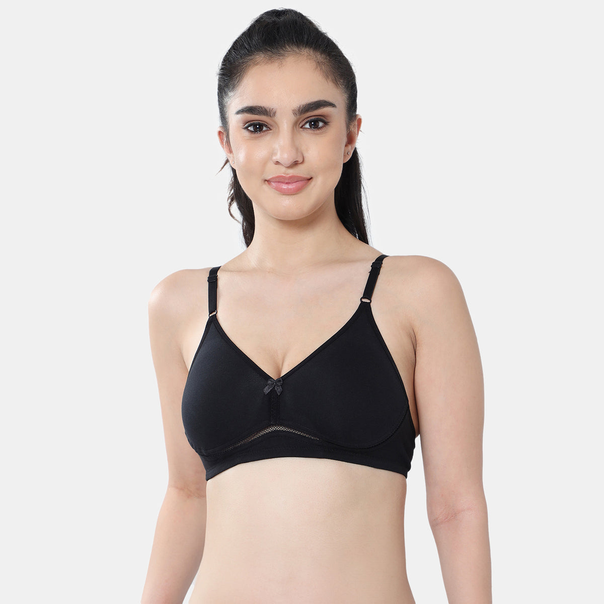 Envie Non-Padded Non-Wired 3/4th Coverage T-Shirt Bra - NVB1112 (Black)