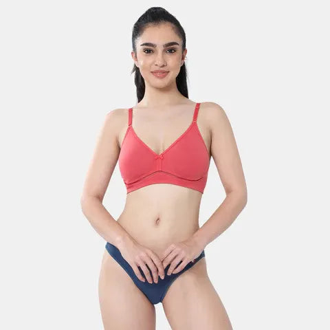 Envie coral cotton moulded T-shirt bra non padded non wired 3/4th coverage comfort bra