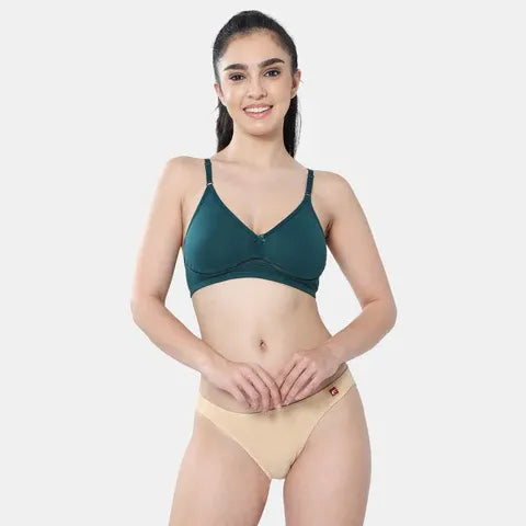 Envie teal cotton moulded T-shirt bra non padded non wired 3/4th coverage comfort bra