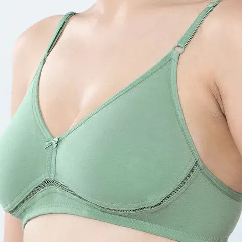 Envie green cotton moulded T-shirt bra non padded non wired 3/4th coverage comfort bra