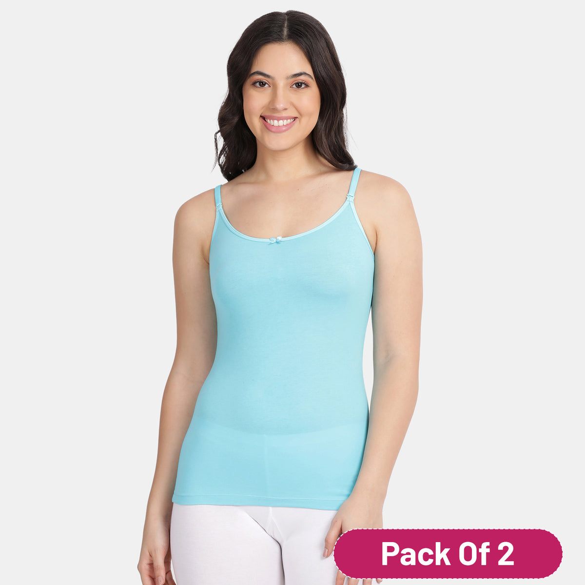 Envie Pack of 2 Relaxed Fit Scoop Neck Short Length Camisole - NVC3010 (Blue Curacao)