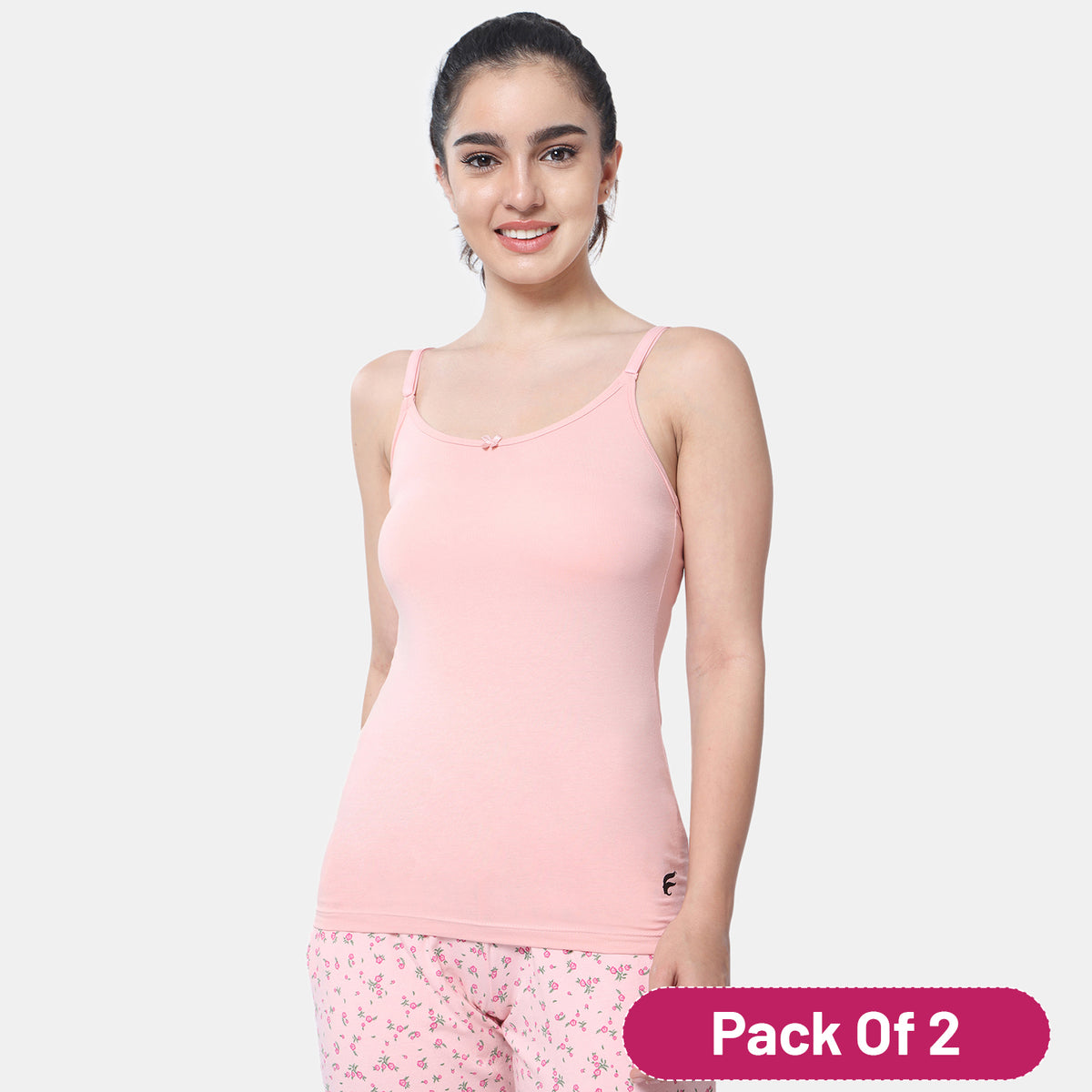 Envie Pack of 2 Relaxed Fit Scoop Neck Short Length Camisole - NVC3010 (Peach)