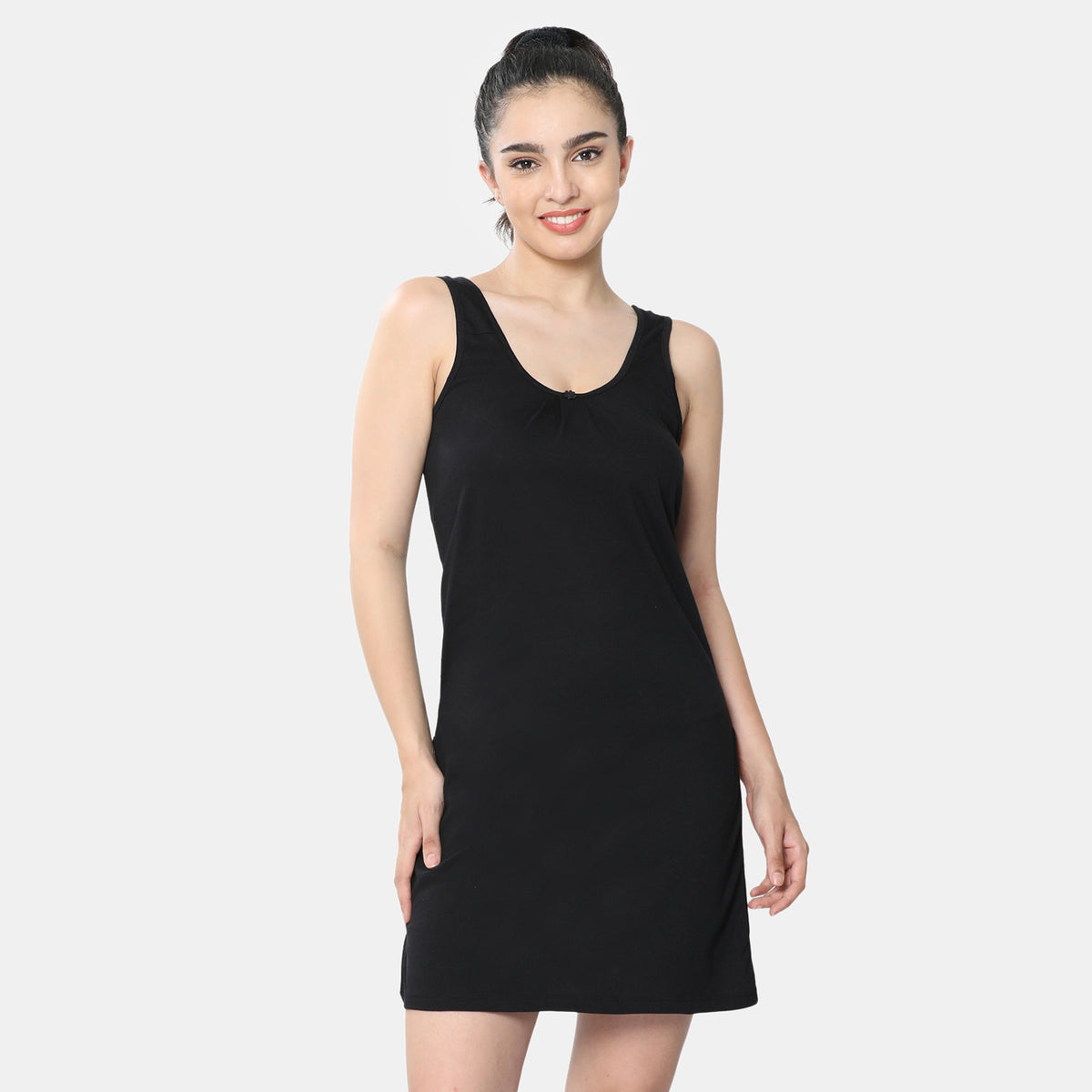 Envie Relaxed Fit Scoop Neck Broad Shoulder Kurta Slip - NVC3028 (Black)