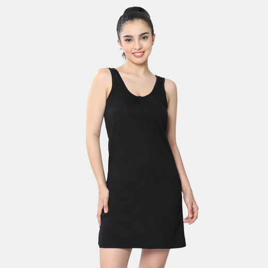 Envie Relaxed Fit Scoop Neck Broad Shoulder Kurta Slip - NVC3028 (Black)