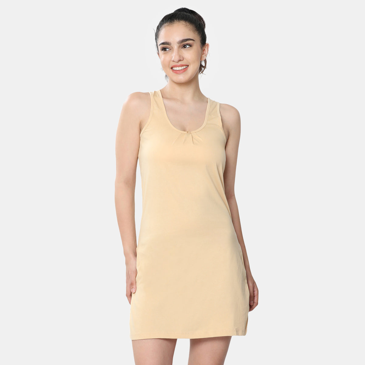 Envie Relaxed Fit Scoop Neck Broad Shoulder Kurta Slip - NVC3028 (Nude)