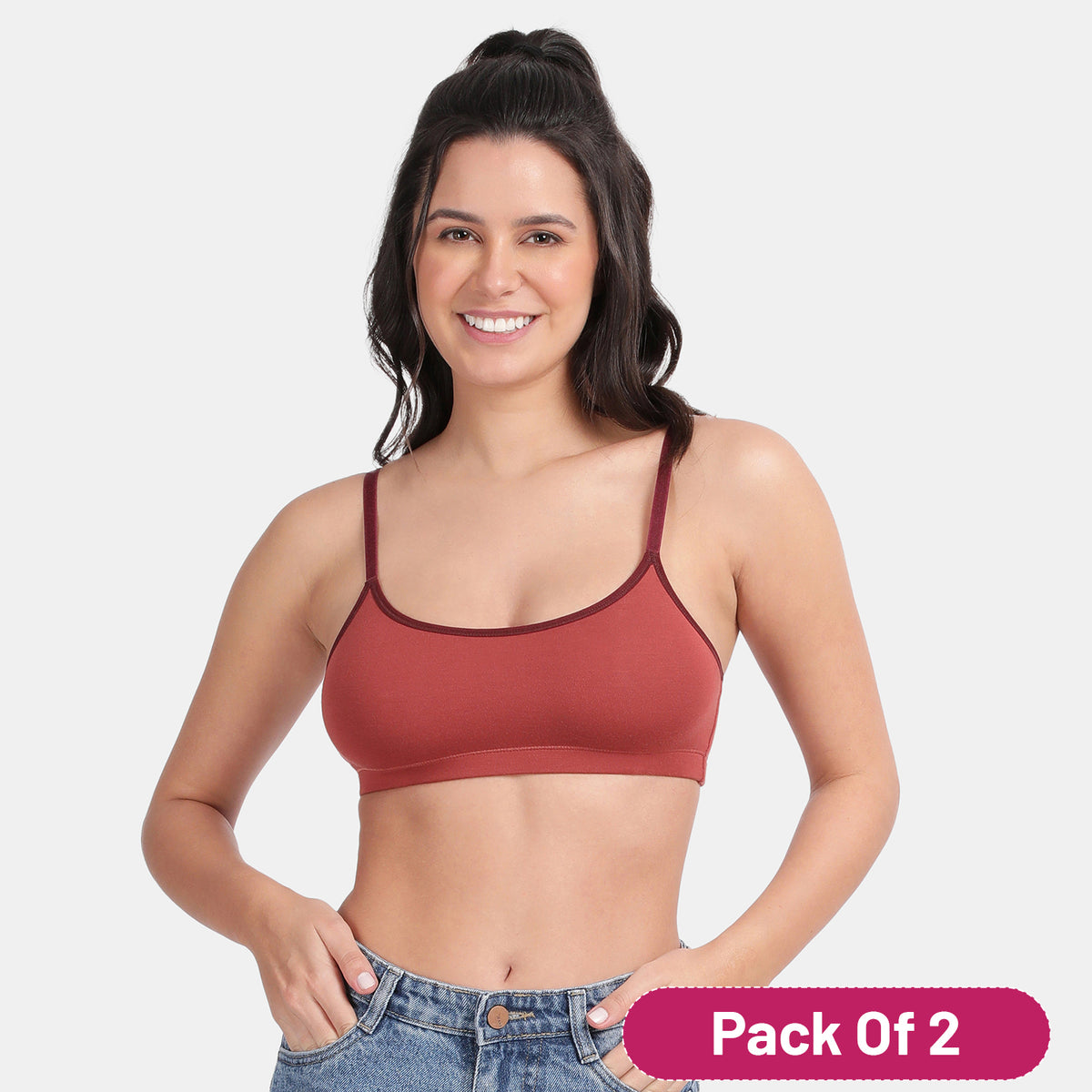 Envie Value+ Girls Non-Padded Non-Wired Full Coverage Beginners Bra - NVGB1008 (Light Maroon)