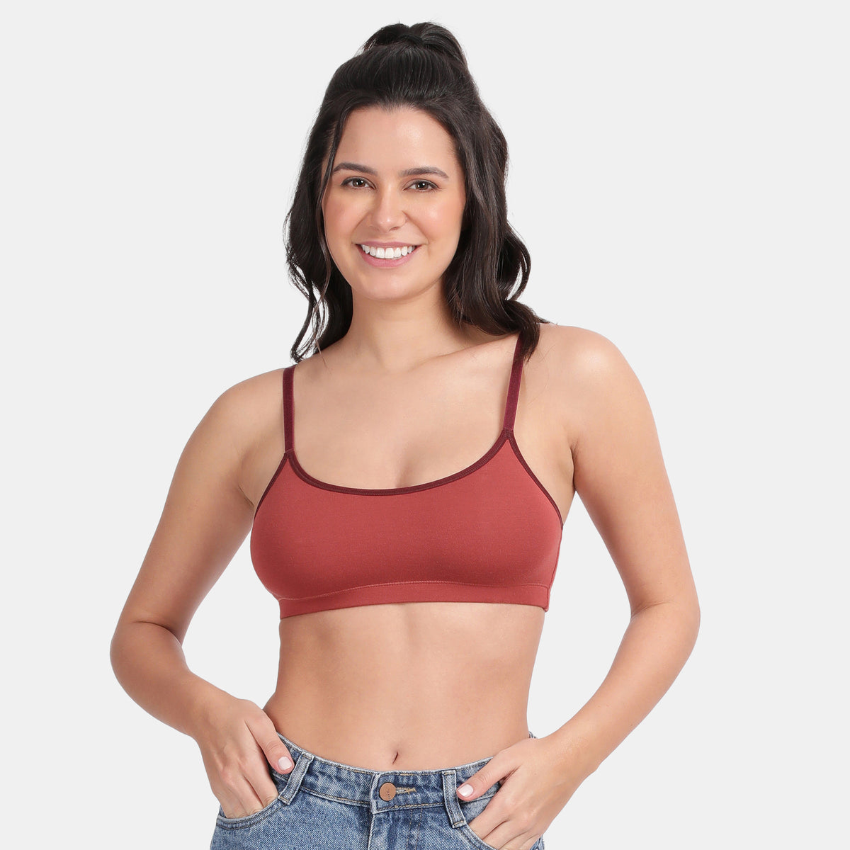 Envie Girls Non-Padded Non-Wired Full Coverage Beginners Bra - NVGB1008 (Light Maroon)