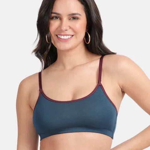 Soft comfortable girls bra majolica blue Envie full coverage non wired non padded lightweight beginners bra for teens