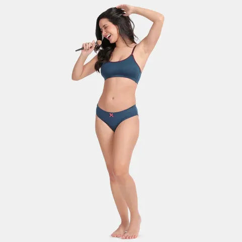 Soft comfortable girls bra majolica blue Envie full coverage non wired non padded lightweight beginners bra for teens