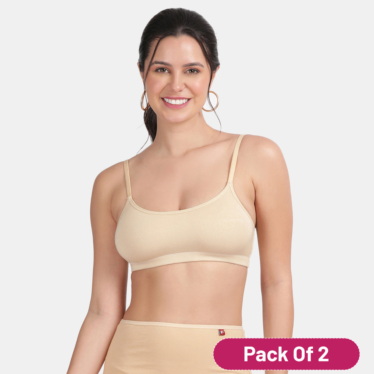 Envie Pack of 2 Girls Non-Padded Non-Wired Full Coverage Beginners Bra - NVGB1008 (Nude)