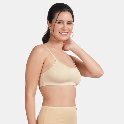 Envie girls training bra beige NVGB1008 non wired non padded soft fabric full coverage beginners bra for teens