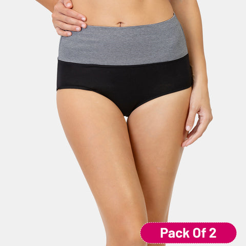 Envie Value+ High Rise Full Coverage Tummy Tucker Panty - NVP2024 (Black)