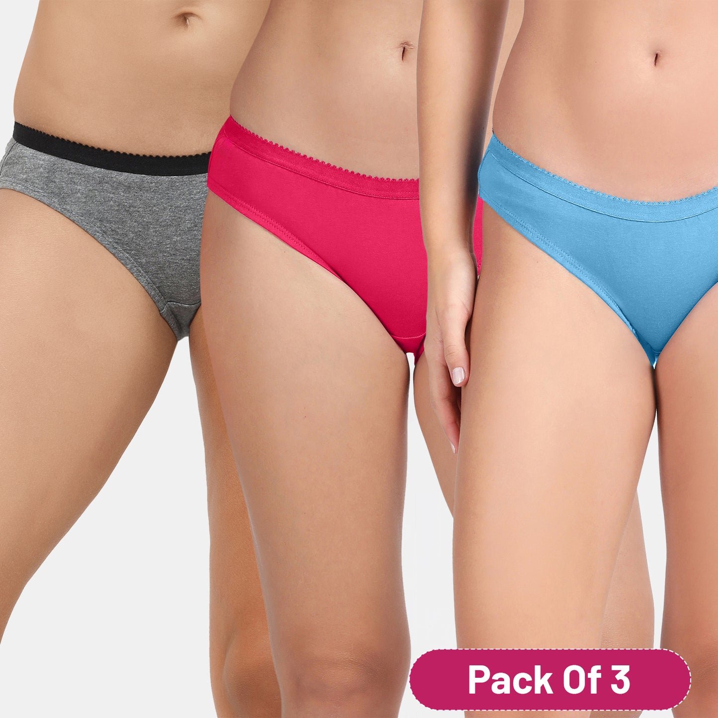 Envie Low Rise Half Coverage Bikini (Pack of 3) - NVP2050