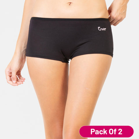 Envie Value+ Regular Fit Mid Rise Boyshorts - NVS5018 (Black)