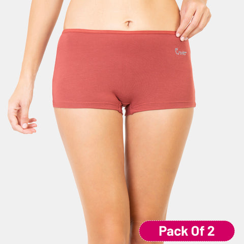 Envie Value+ Regular Fit Mid Rise Boyshorts - NVS5018 (Light Maroon)
