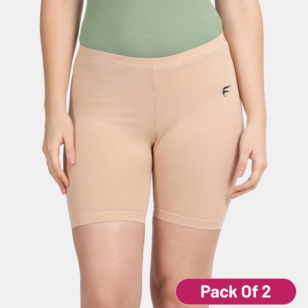 Envie Value+ Hugged Fit Thigh Length Cycling Shorts - NVS5019 (Nude)