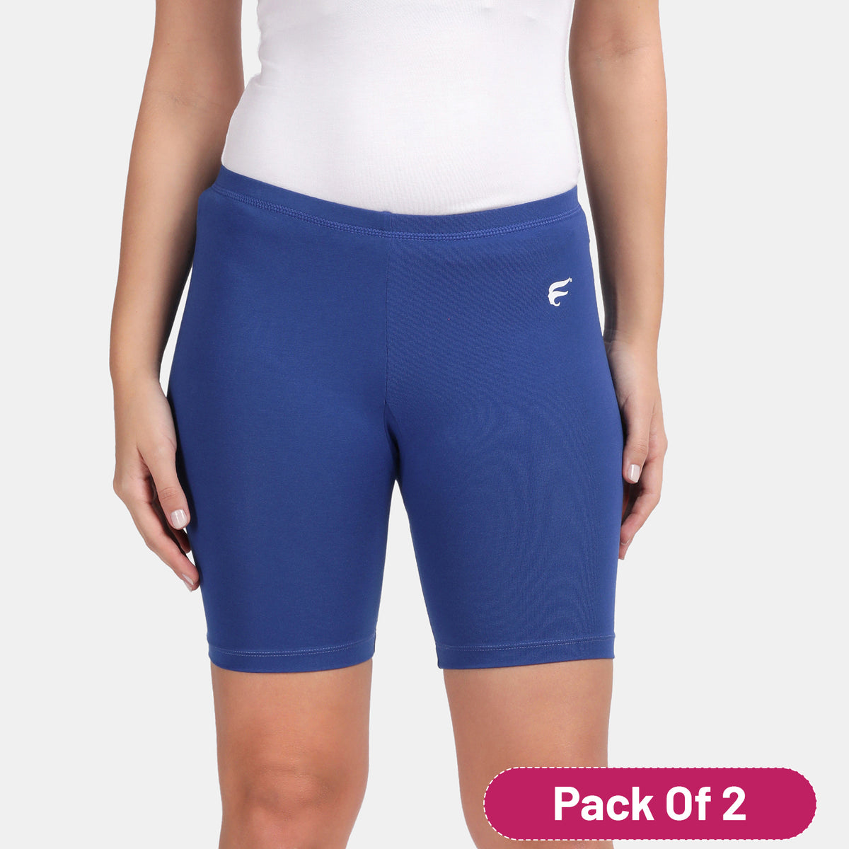 Envie Pack of 2 Hugged Fit Thigh Length Cycling Shorts - NVS5019 (Royal Blue)